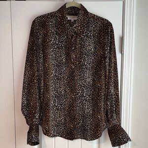 Equipment Leopard Print Button Up Blouse
